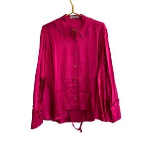 Palmer//Harding Hot Pink Viscose Oversized Button Down Blouse Women's Size 10